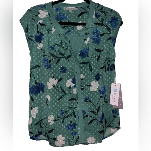 💚 NWT! Daniel Rainn Split Neck Top - Picture 3 of 7